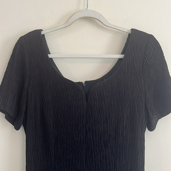 Vintage Santa Fe Black Crepe Dress‎ Pleated Sexy 80s 90s Party Cocktail Plisse - Picture 2 of 5